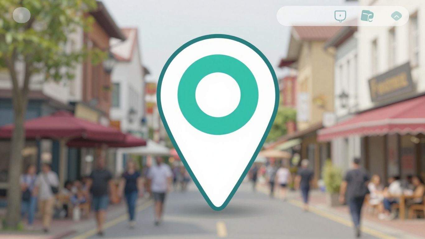 Map pin on website, local street background