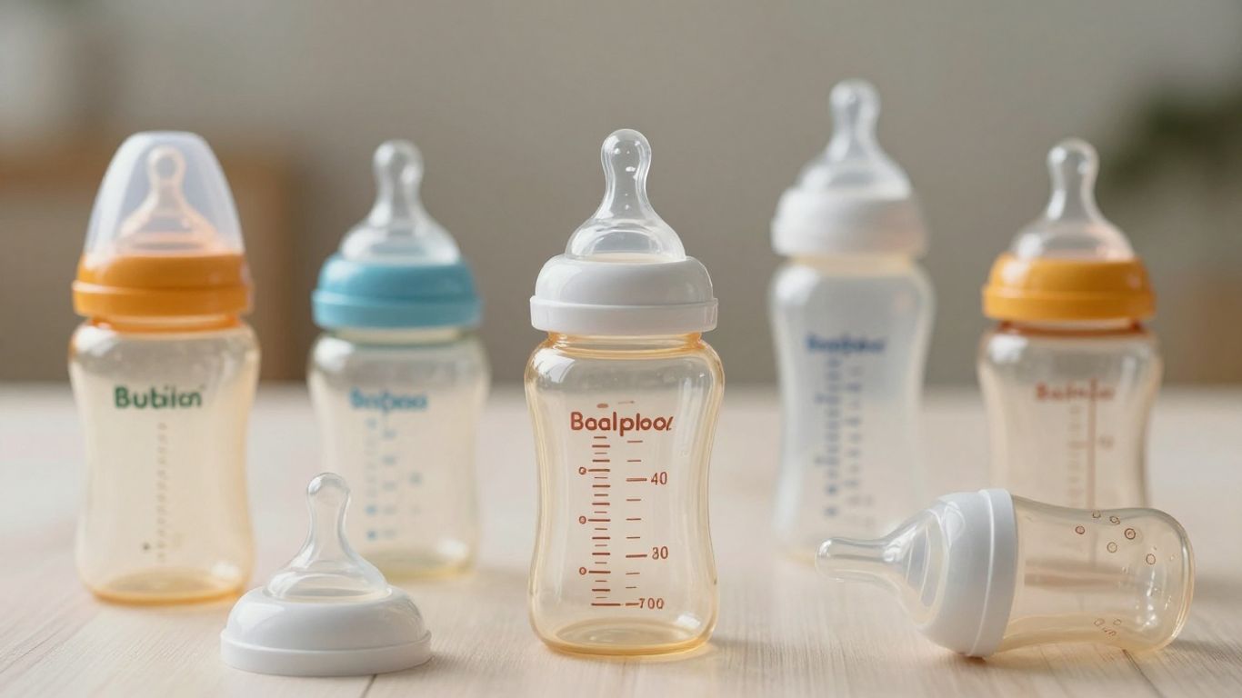 Biberones anticólicos para bebés, diseño moderno y seguro.