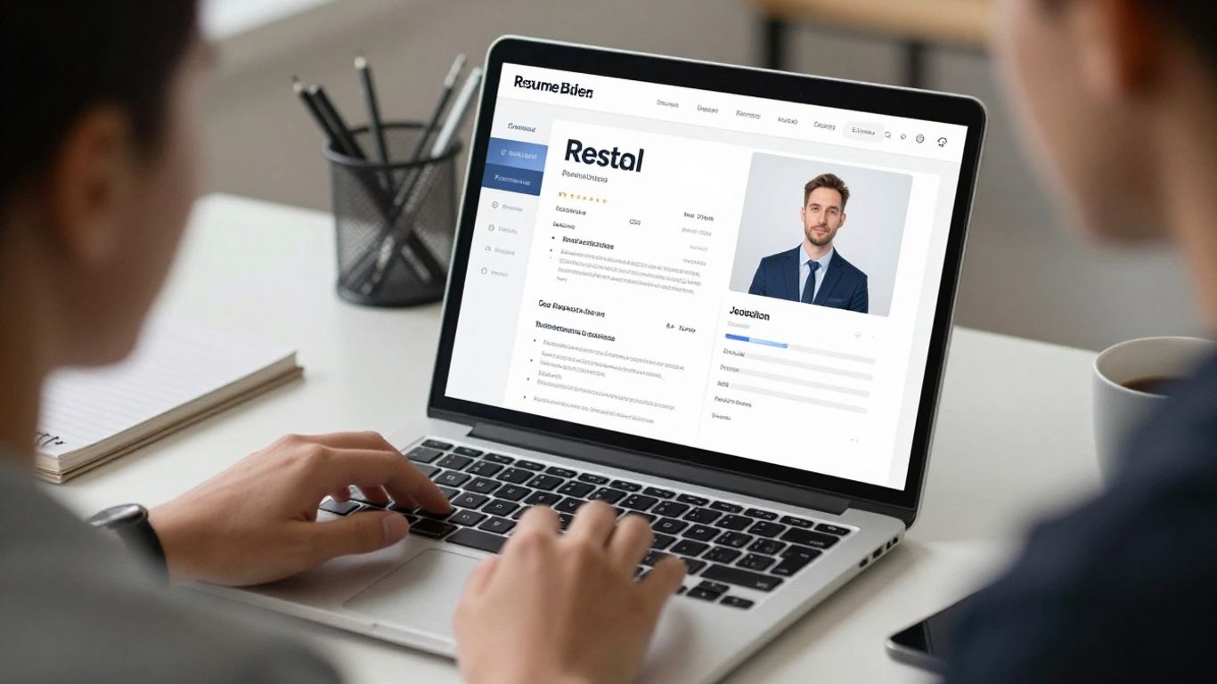 AI resume builder on a laptop screen.