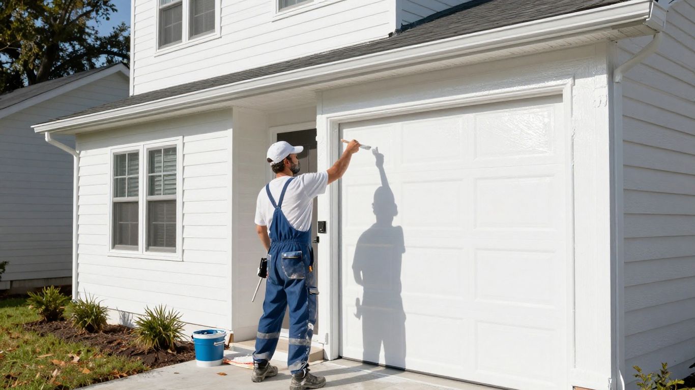 Orlando painters applying fresh white paint to a house exterior.