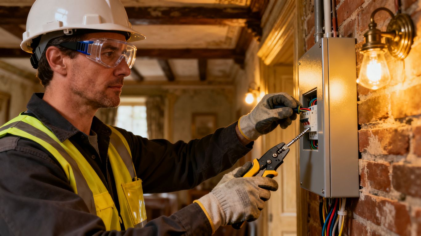 Professional electrician replacing outdated electrical panel components