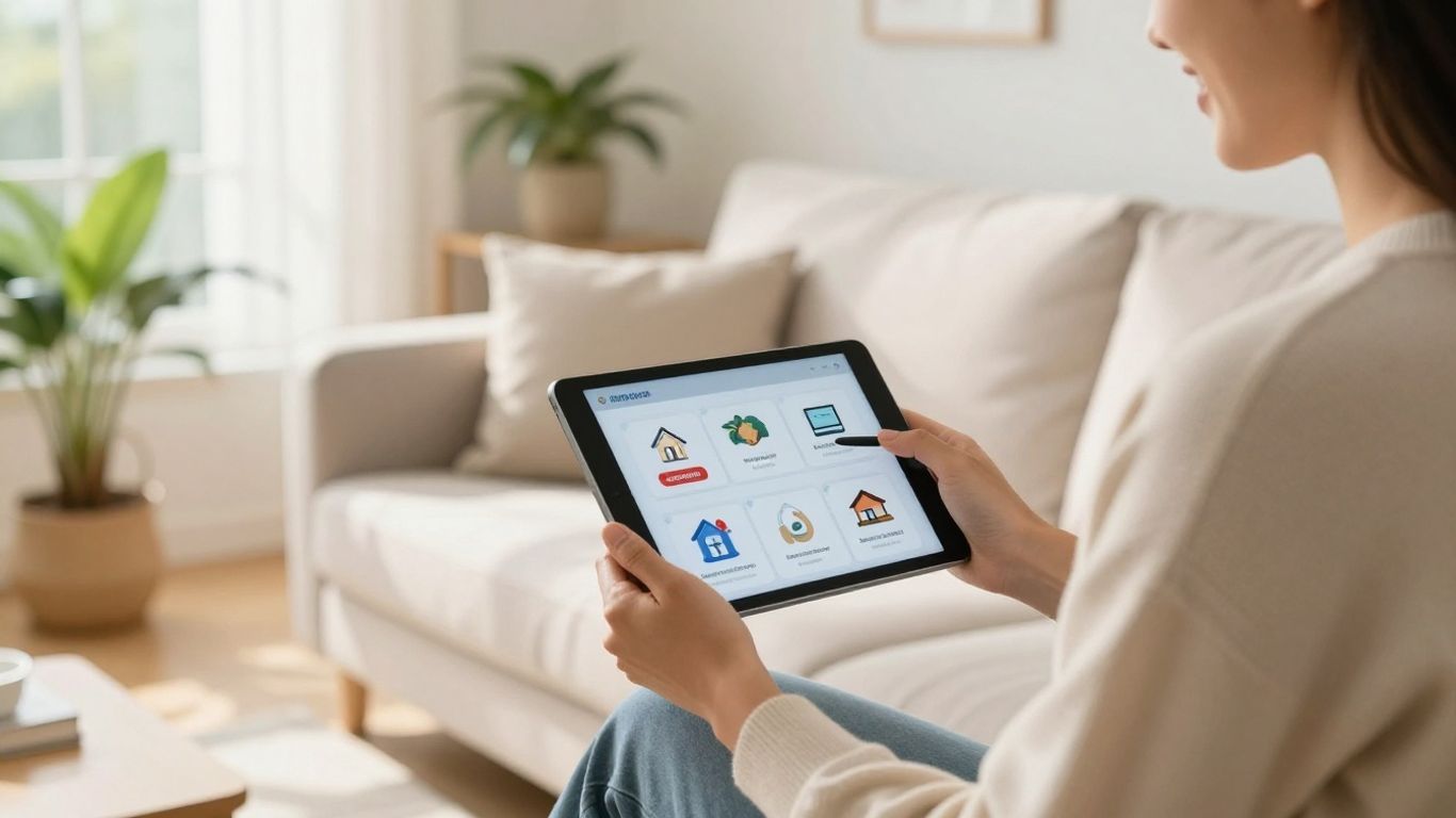 Persona comparando seguros de hogar en línea.