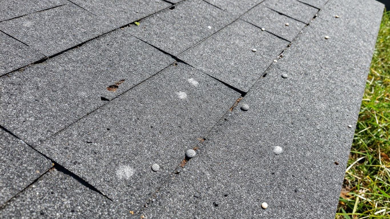 Damaged roof after a hailstorm