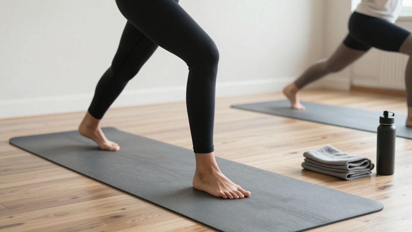 A yogi practicing on a mat outdoors