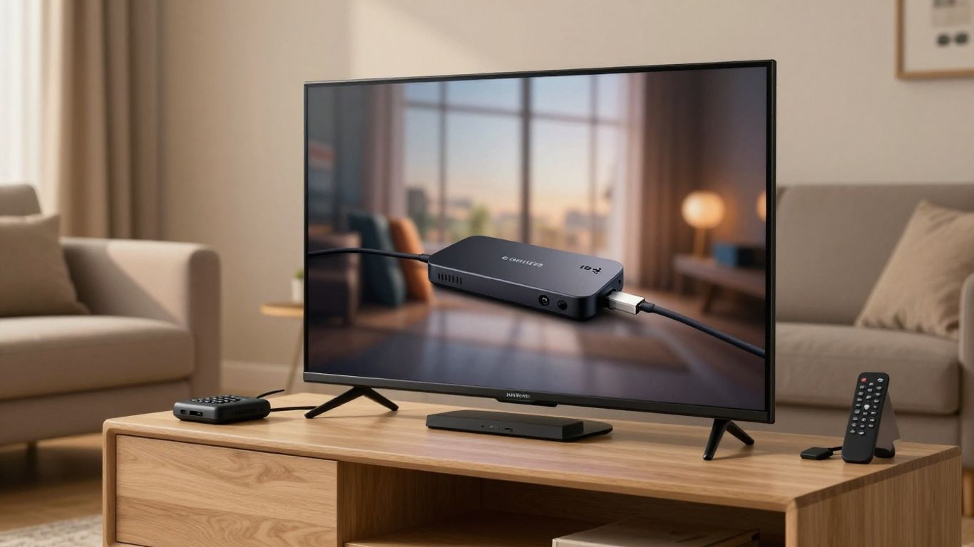 Living room television with streaming setup
