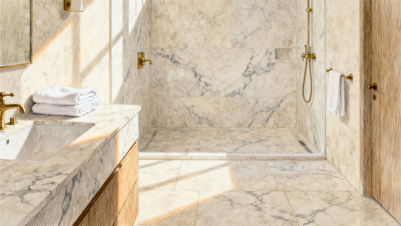 Natural stone in a bright bathroom