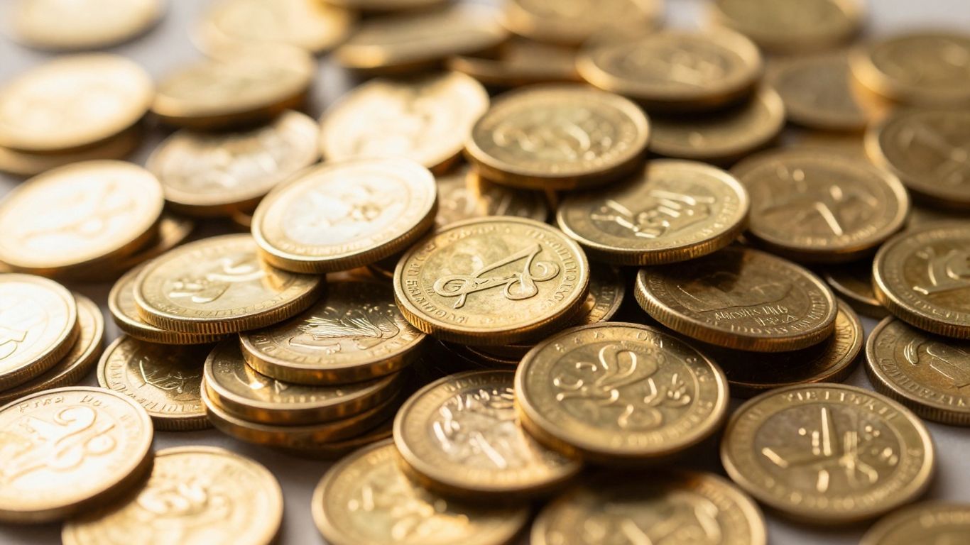 Lingots et pièces d'or brillants