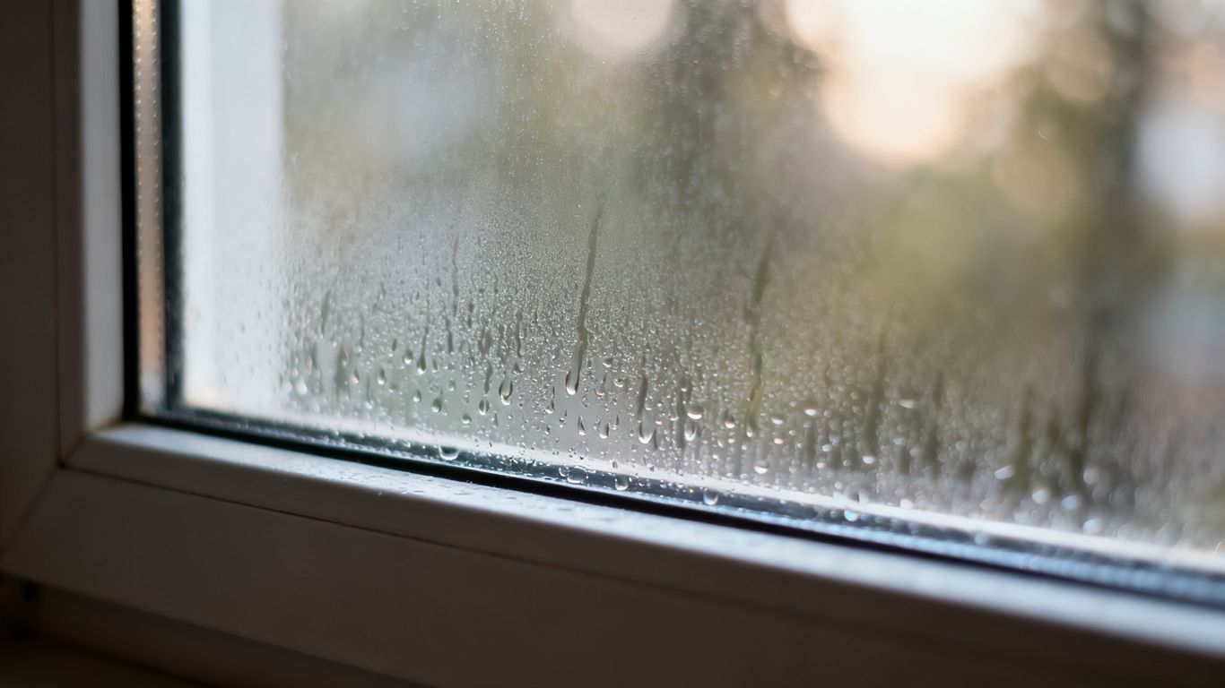 Condensation forming on a glass window