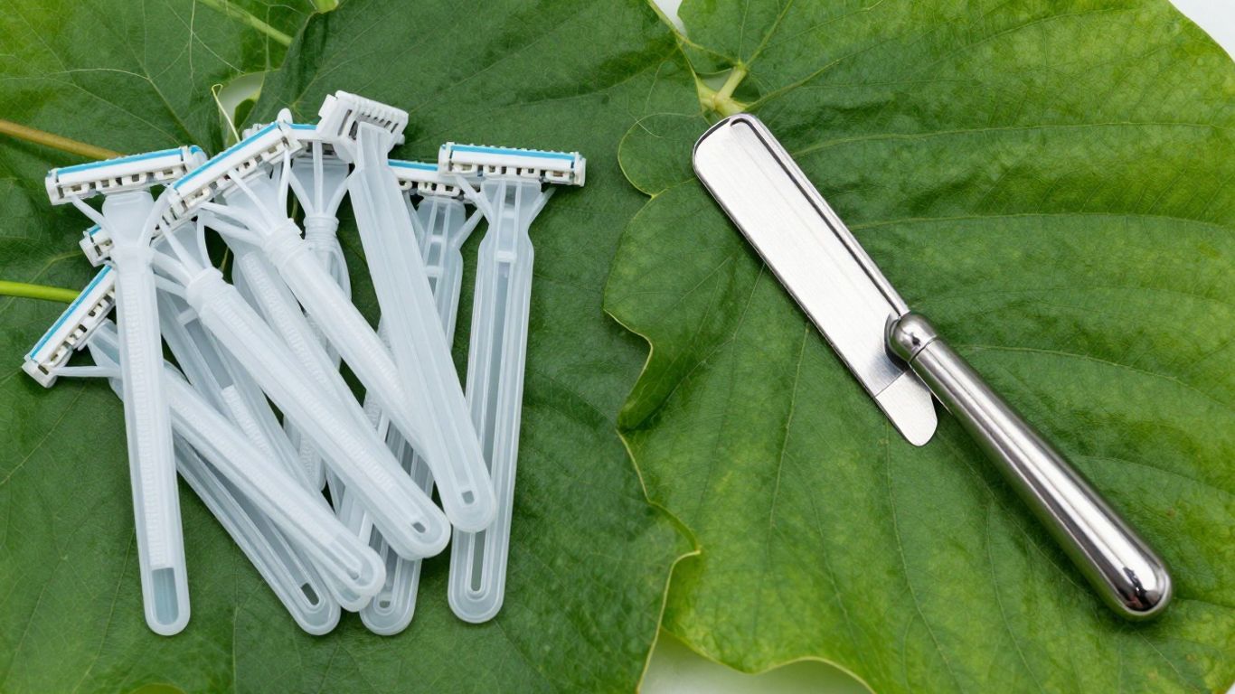 Plastic razors versus a reusable metal razor.