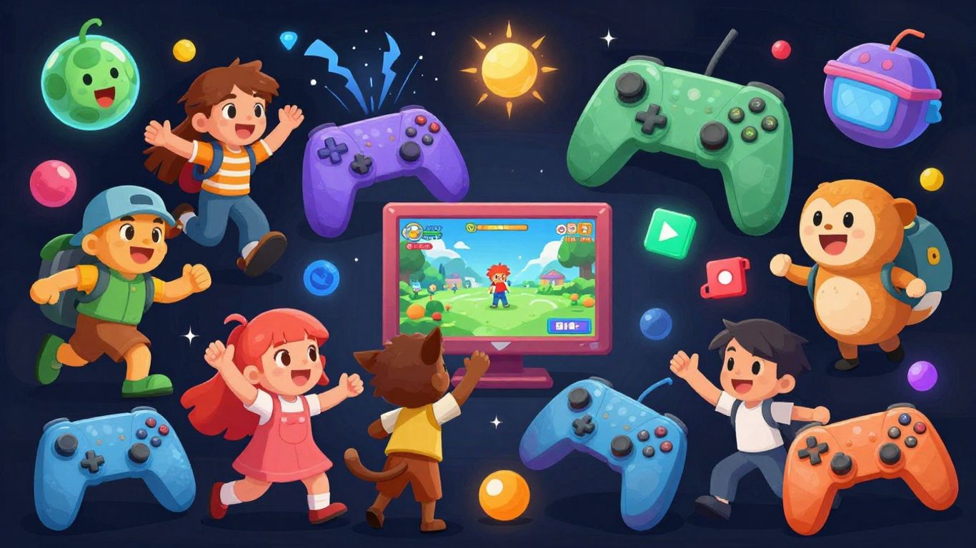 Colorful game characters enjoying new unblocked games.