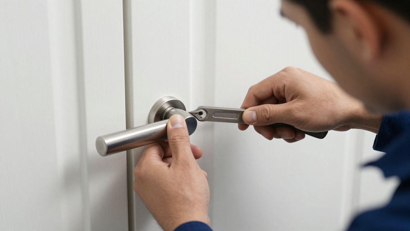Certified technician working on lock