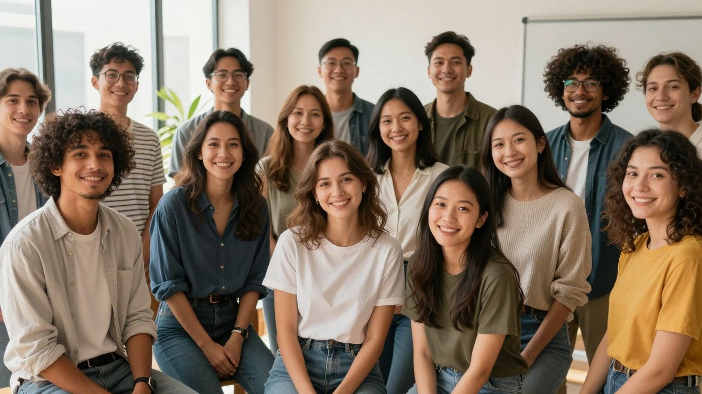 Personas sonriendo y interactuando en un entorno positivo.