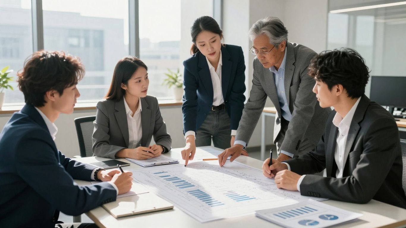 Business professionals planning future growth in an office.