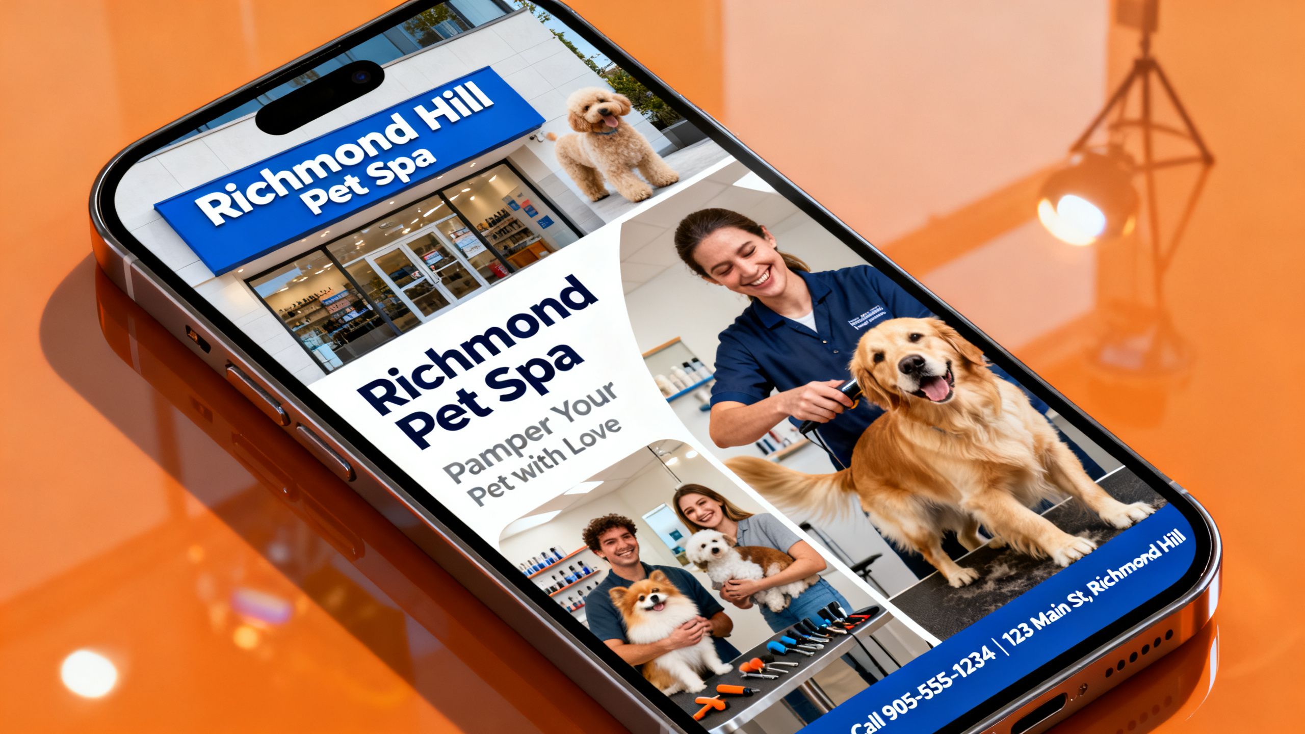 An example of a high-quality video ad for a local Richmond Hill service business being viewed on a smartphone.