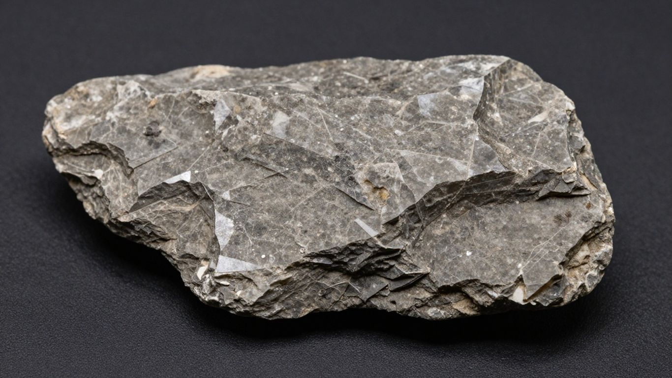 Close-up of a brittle quartzite shard with sharp edges.