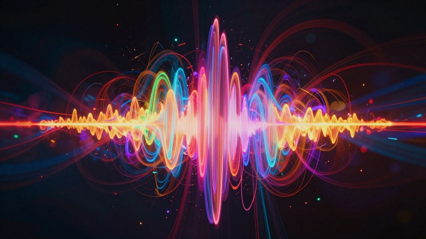 AI music video waveform and light trails