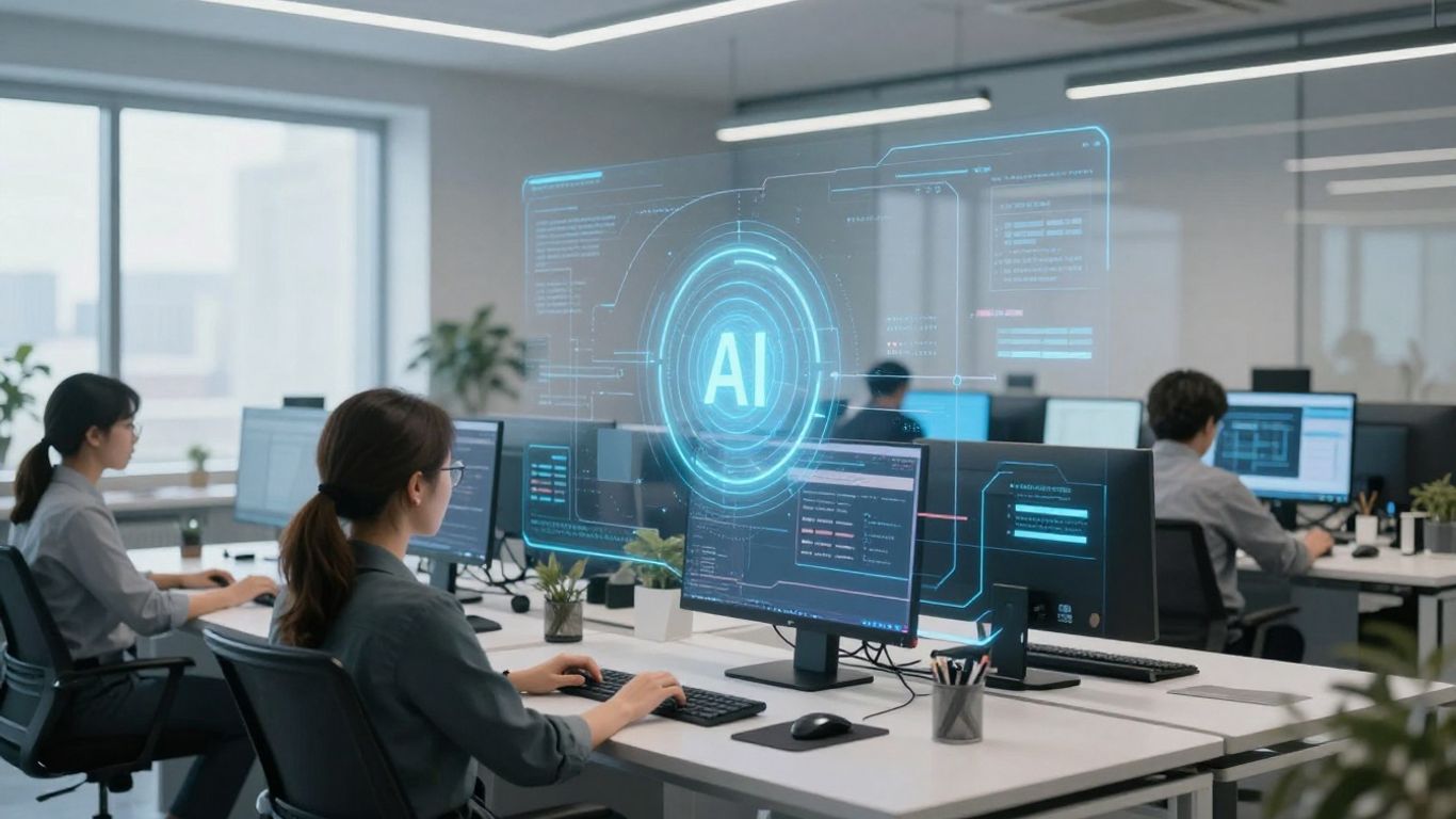 IA et productivité dans un bureau moderne