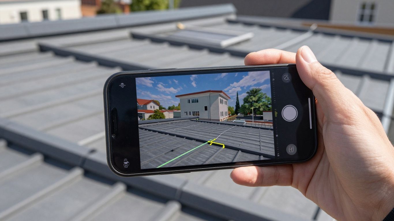 AR 3D model overlay on a rooftop inspection.