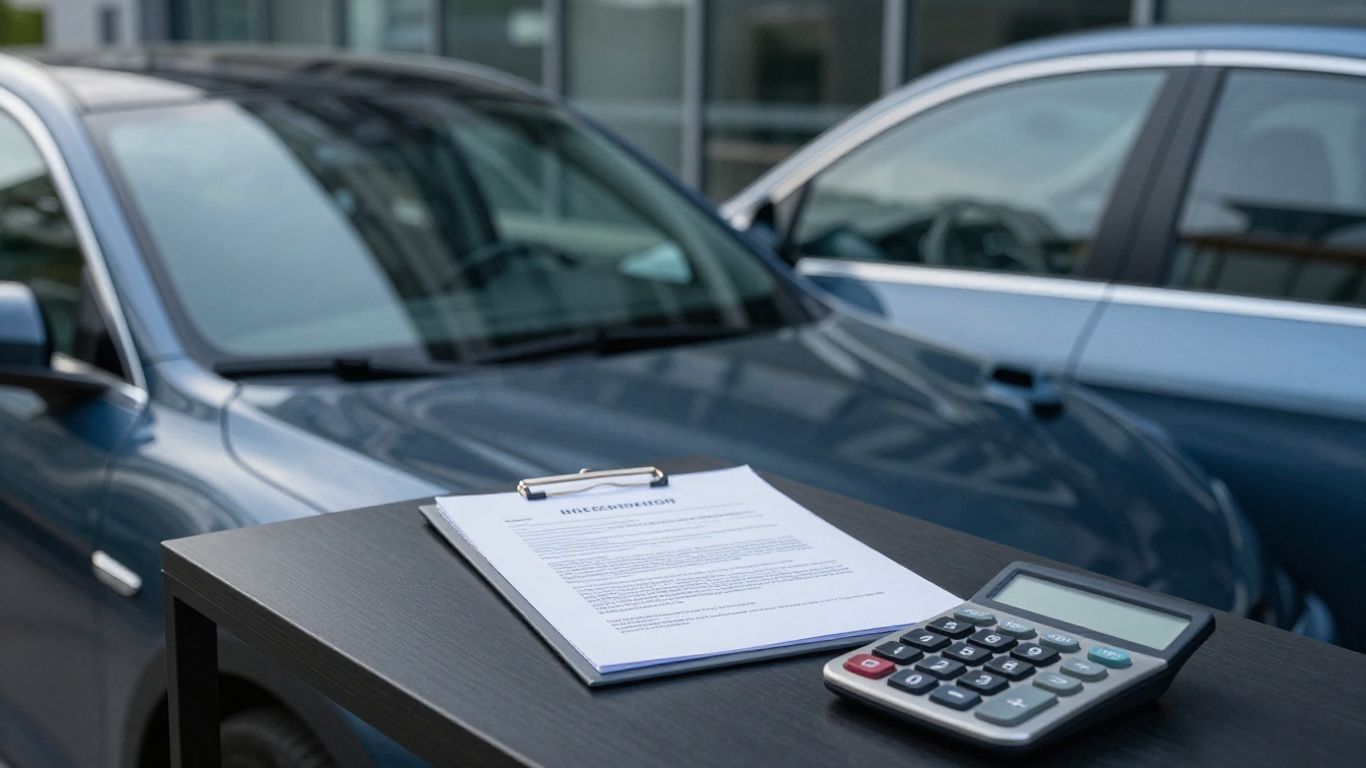 Lease vehicle beside valuation paperwork