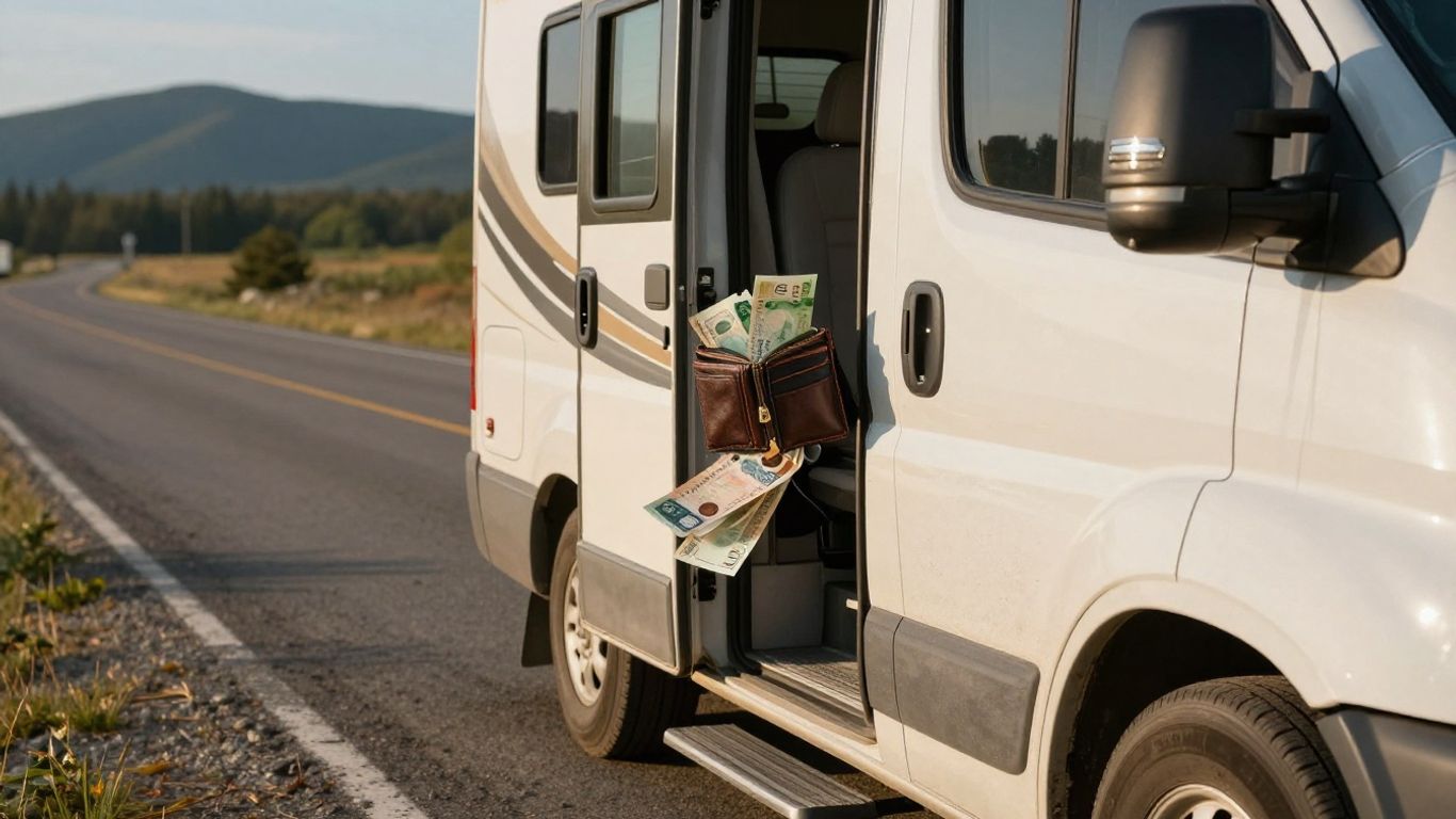 Canadian RV with money spilling out.