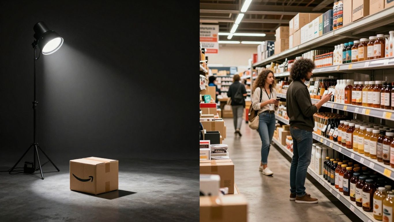 Amazon TACOS: Organic growth versus ad dependency visual metaphor.