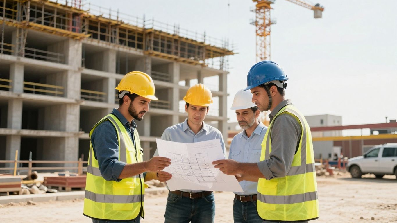 GCC construction team reviewing project plans