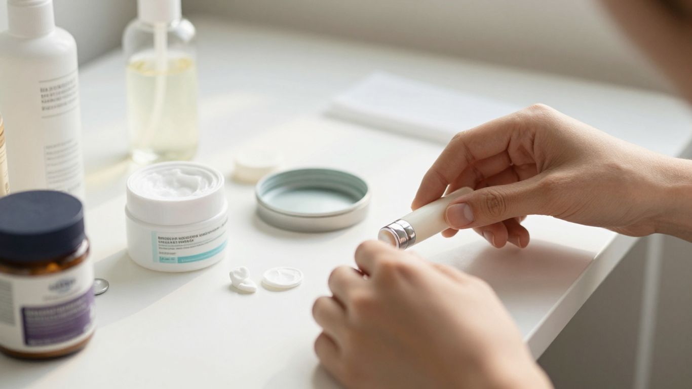 Hands arranging products for Amazon UK sale