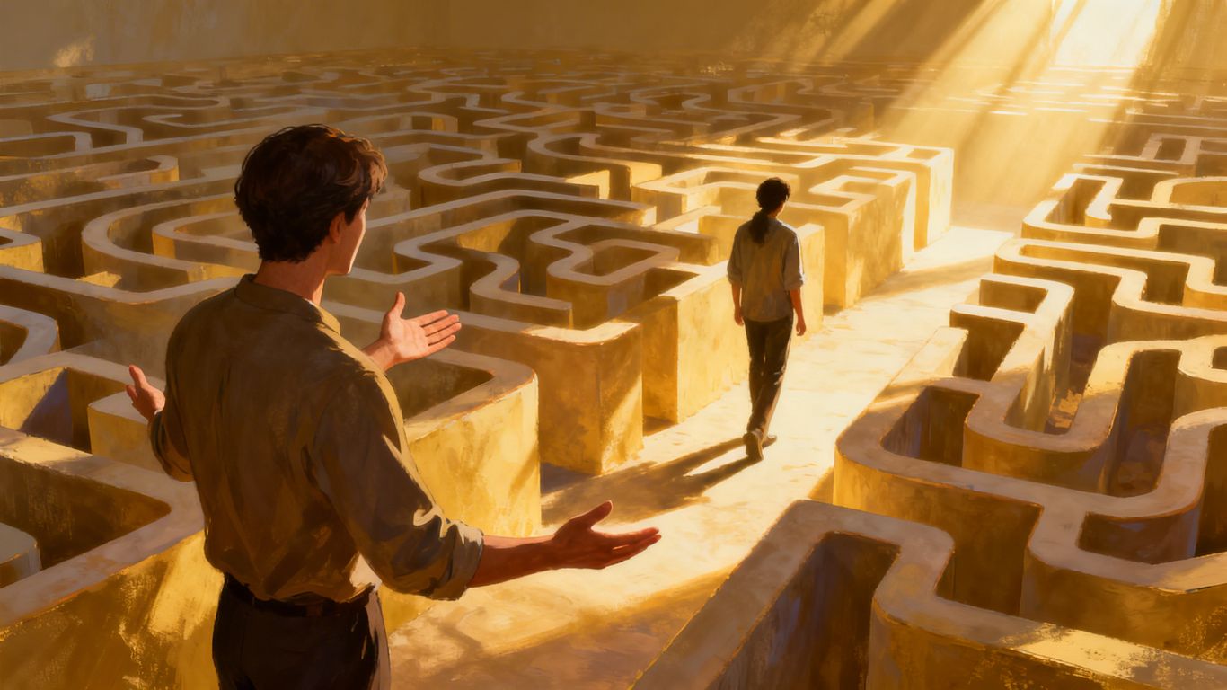 Support coordinator guiding someone through complex pathways.