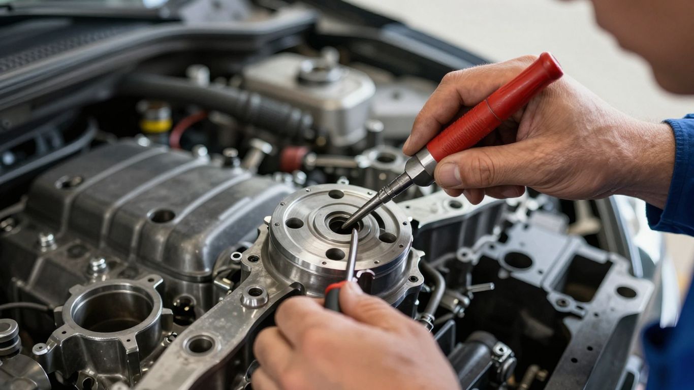 A worn engine component ready for inspection