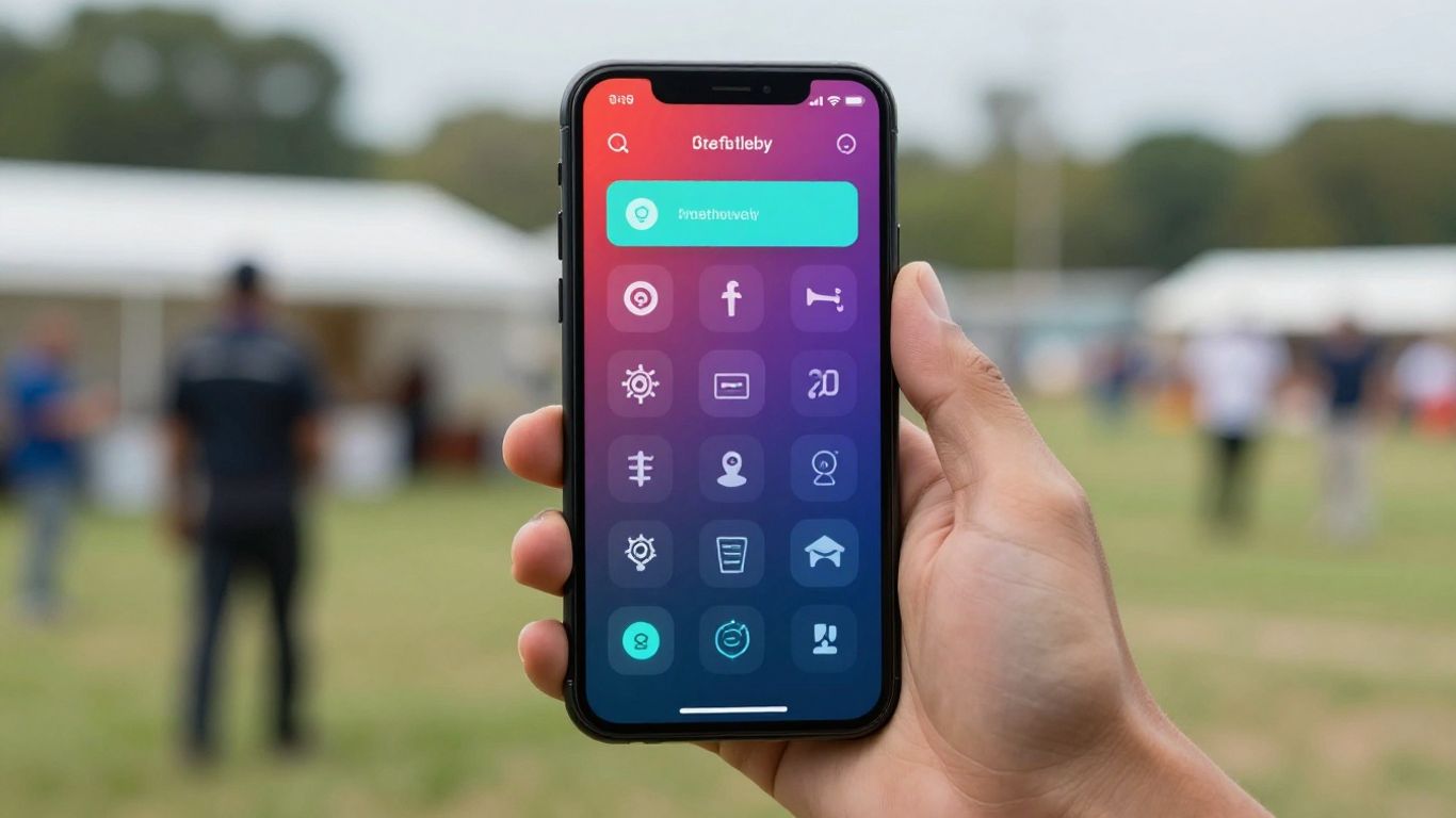 Mobile device with communication icons for field service.