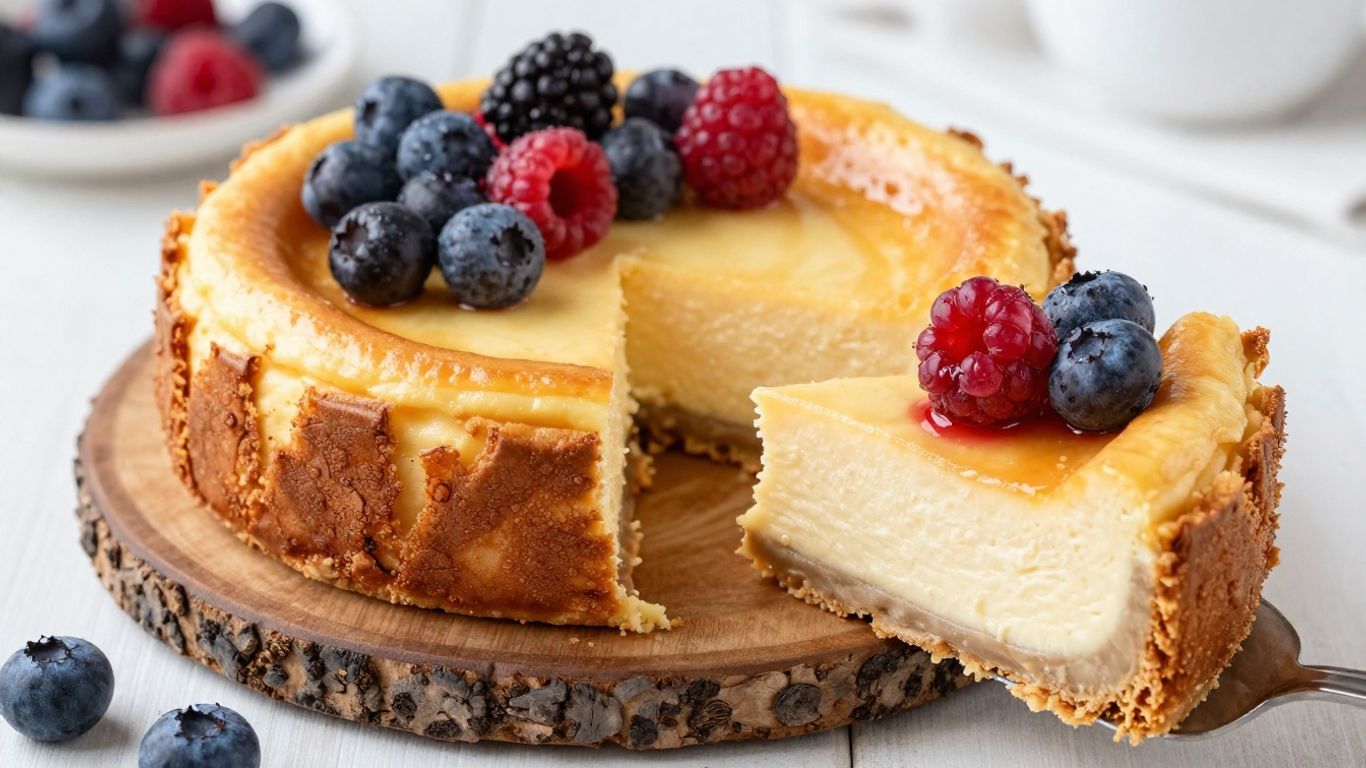 Gluten-free dairy-free cheesecake slice with berries
