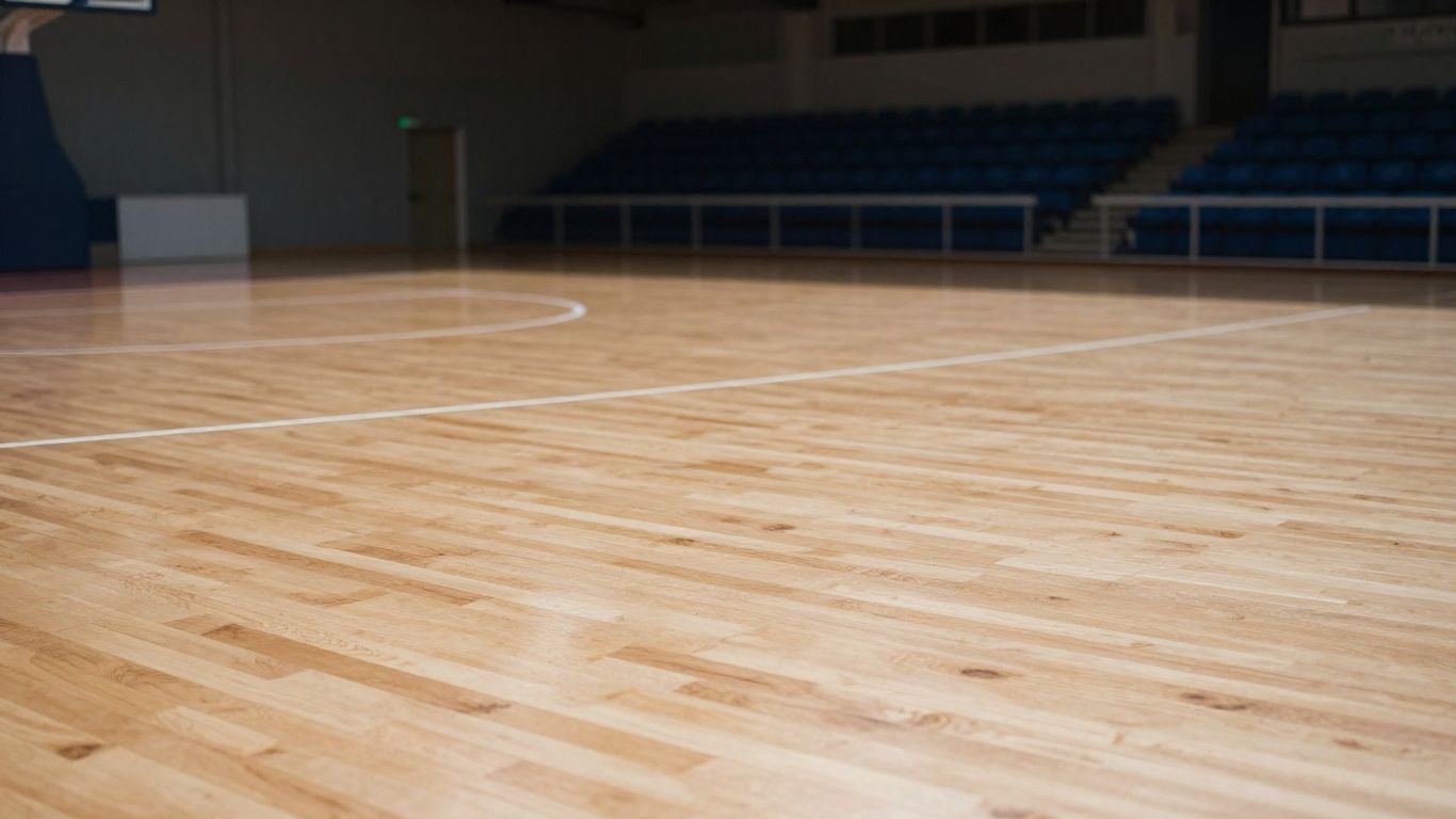 Sports arena floor with a subtle sheen.