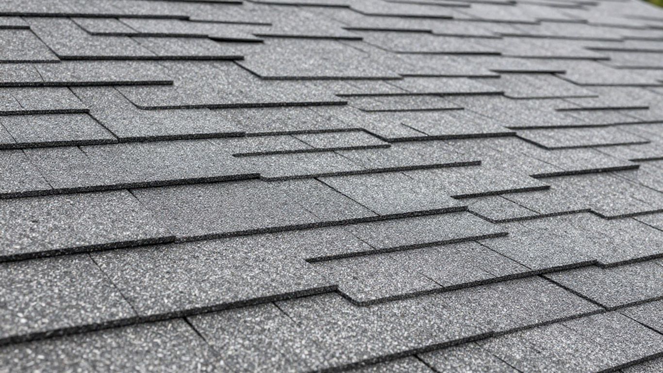 Close-up of a textured roof shingle pattern.