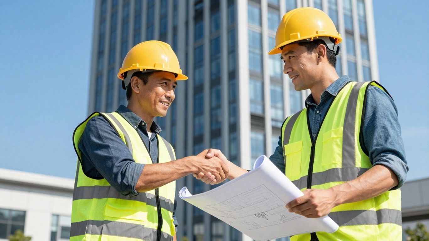 Roofer and business owner sealing a deal.