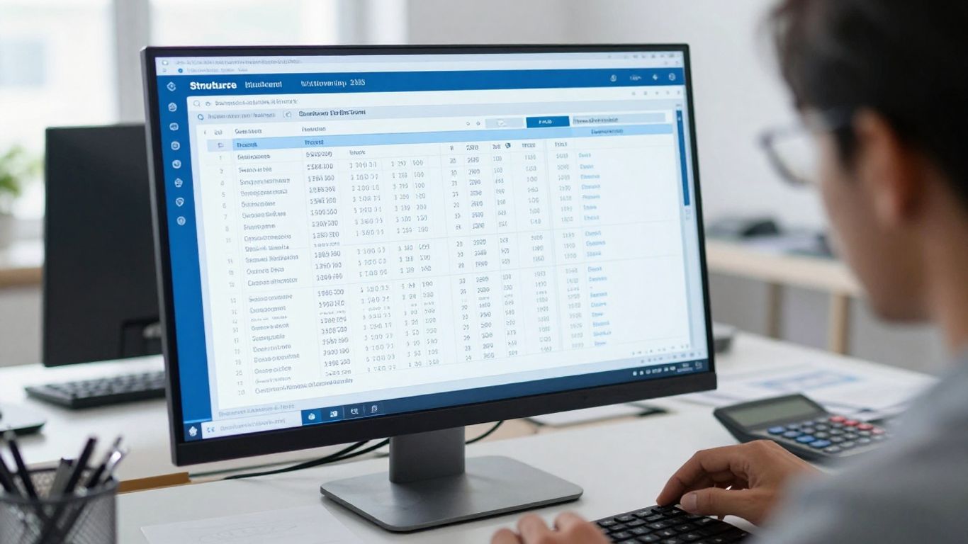 Finance professional checking structured invoice data