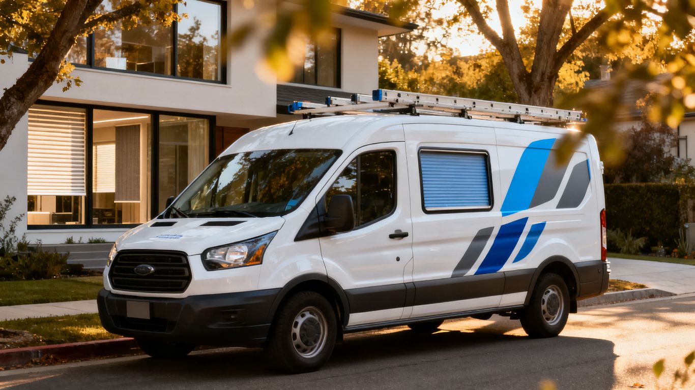 Wrapped window treatment van in neighborhood