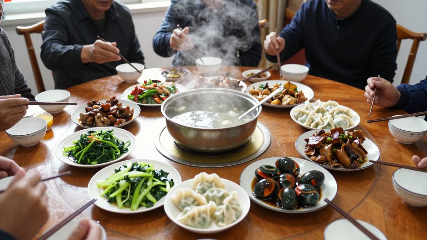 A shared table of regional Chinese dishes