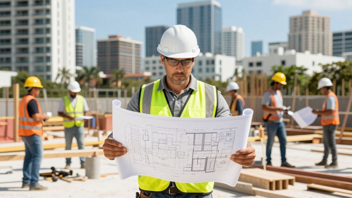 Miami general contractor overseeing construction project