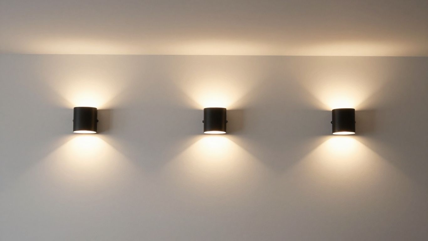 Wall sconces illuminating a low-ceilinged room.