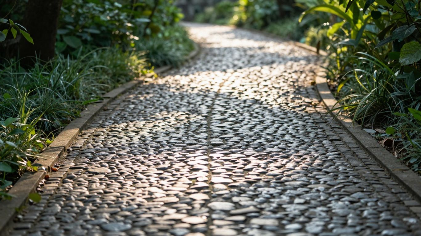 A winding path leading upwards towards a bright horizon.