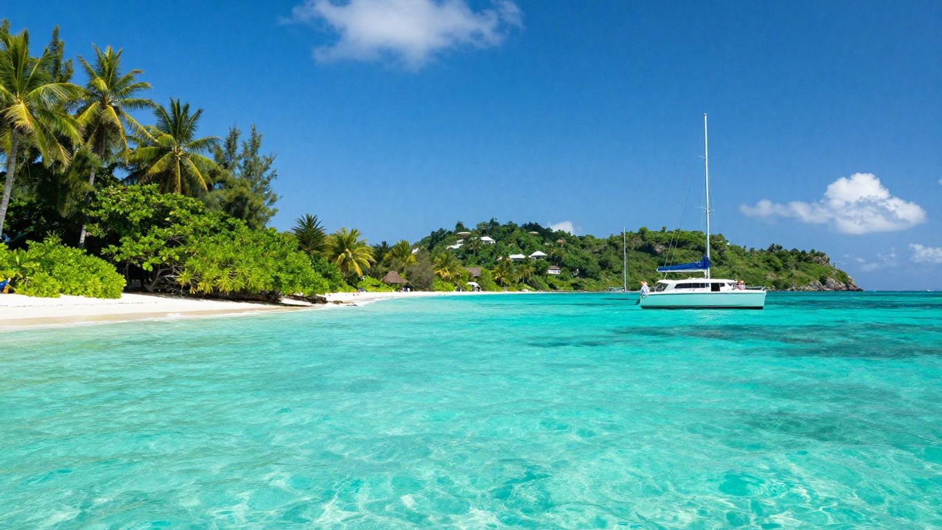 Catamaran sailing in BVI turquoise waters