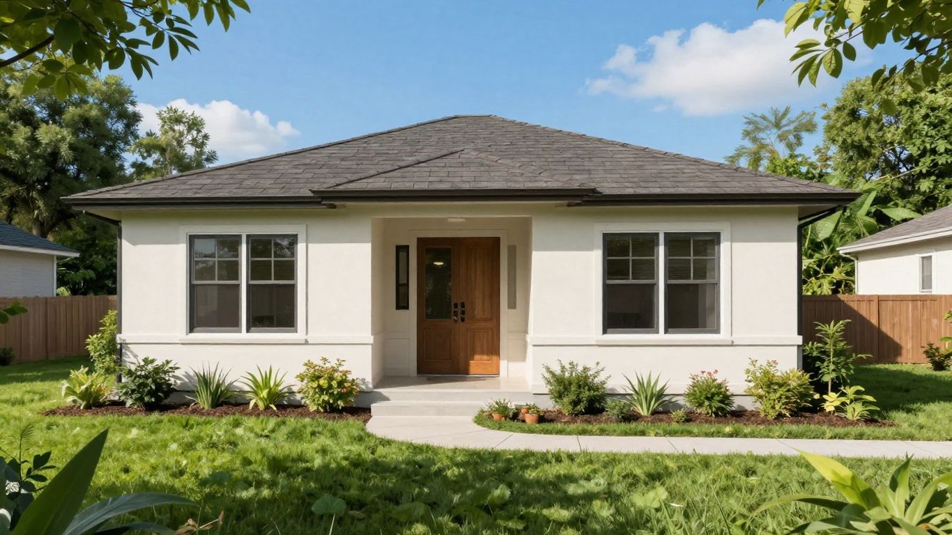 Casa moderna protegida con seguro de hogar sin franquicia.