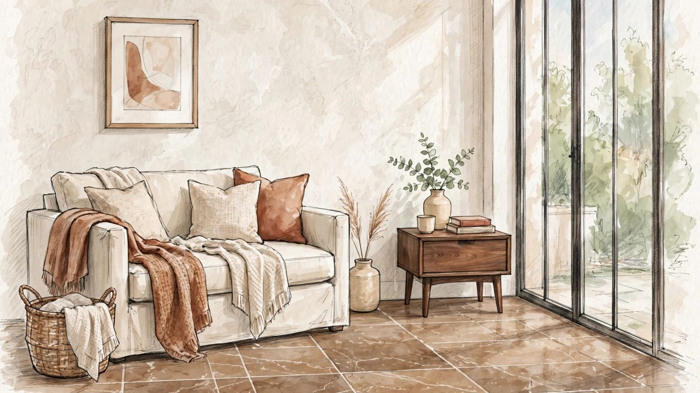 Noce travertine in a warm interior