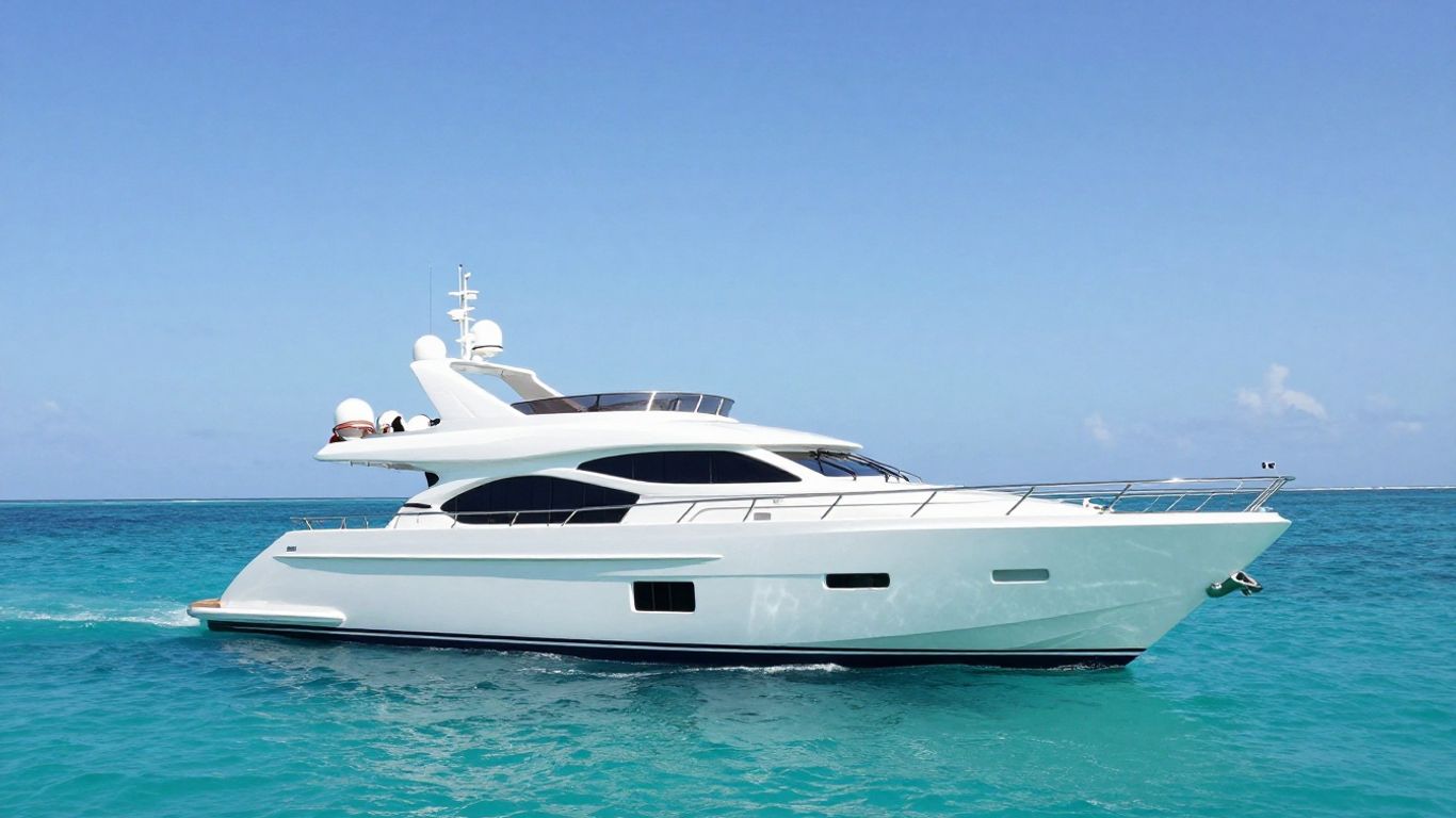 Luxury yacht sailing in open turquoise sea