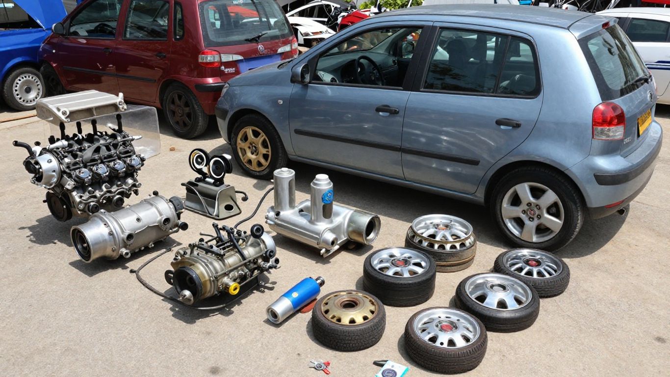 Fiat car parts at a Hobart wrecking yard.