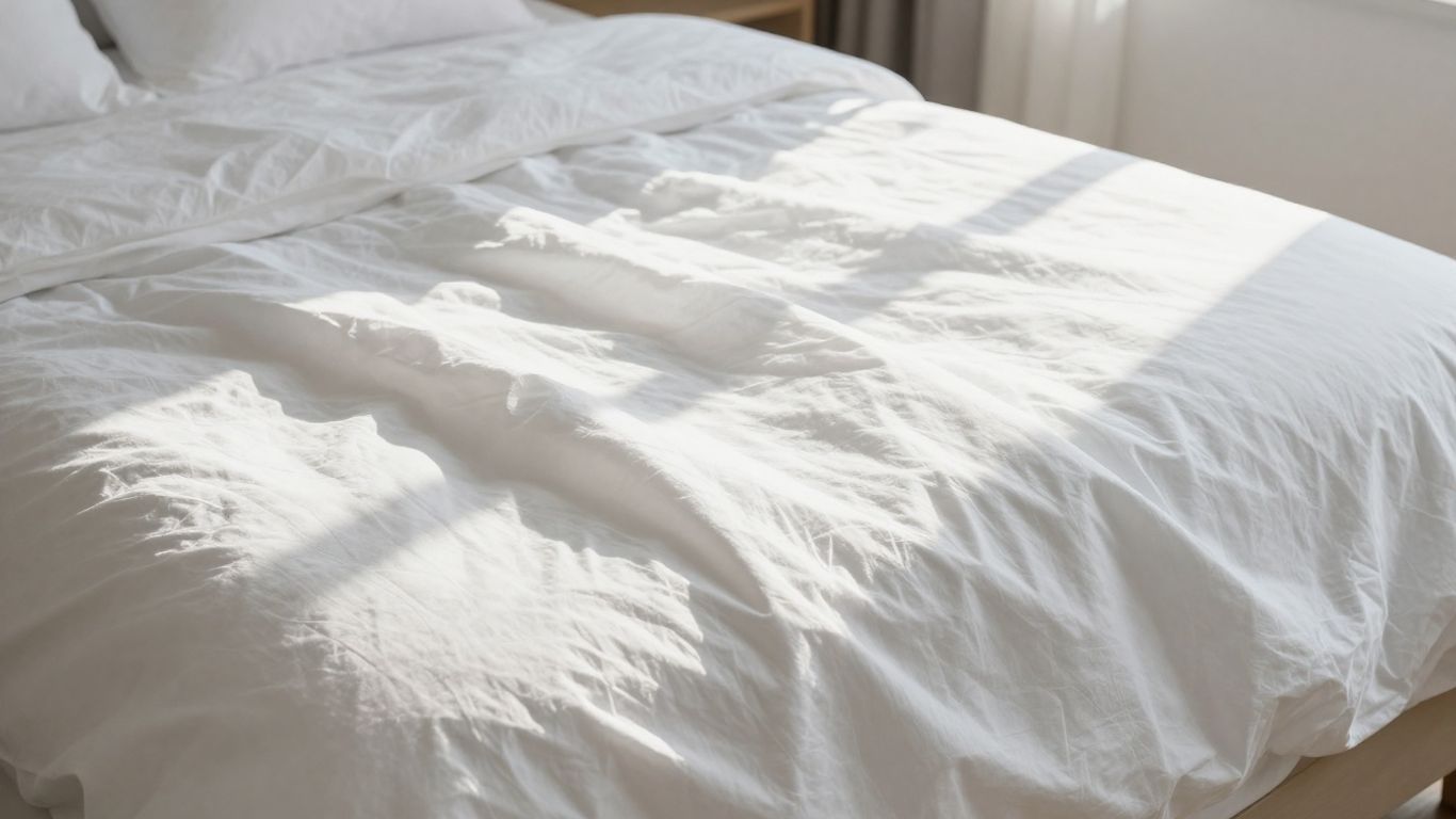Crisp white percale sheets on a bed.