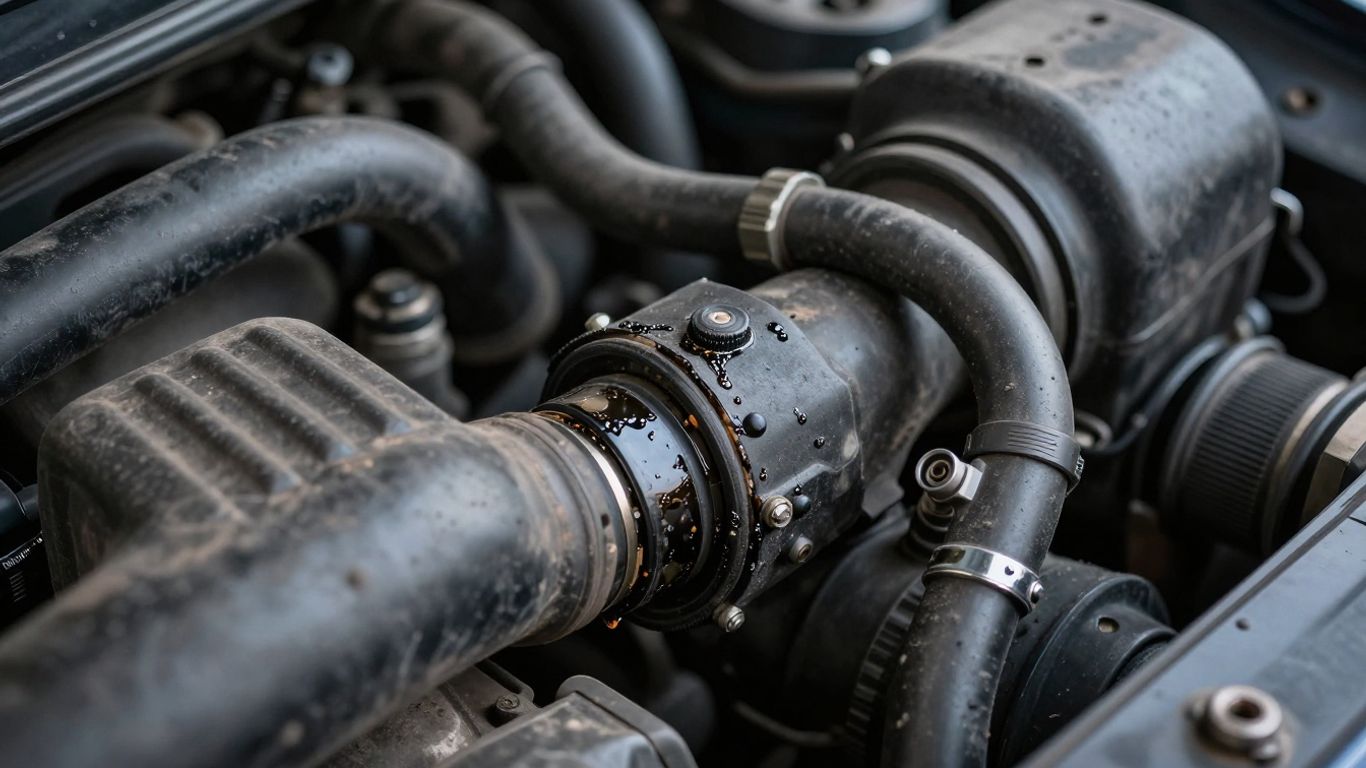 Coolant hoses showing wear