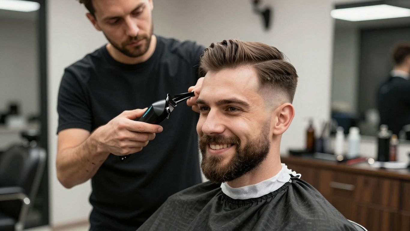 Man with a sharp haircut and beard