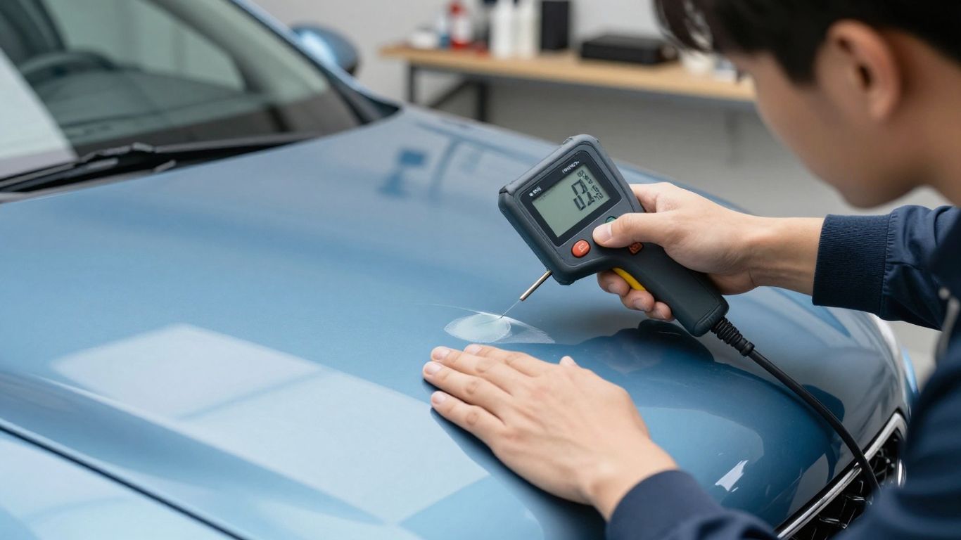 Testing a sample area of car paint