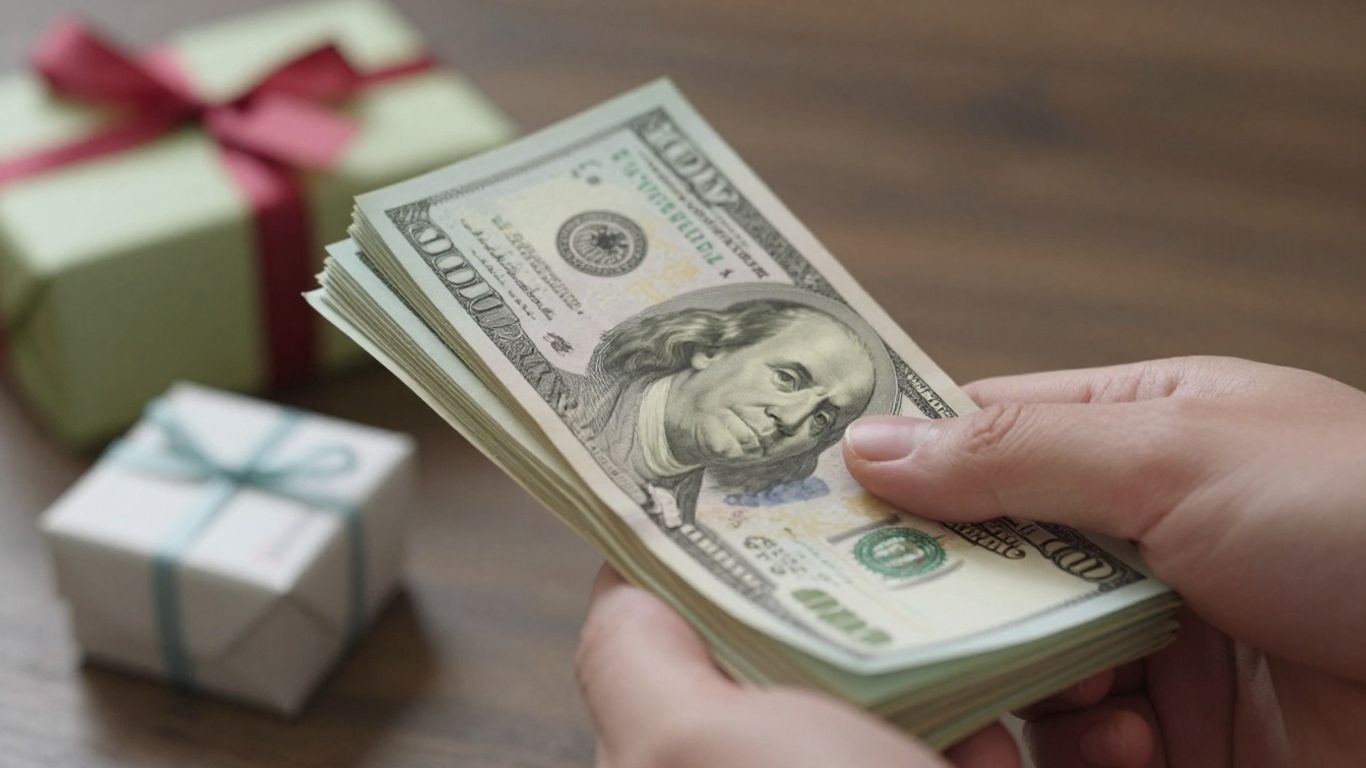 Dinero y un regalo para una ocasión especial.